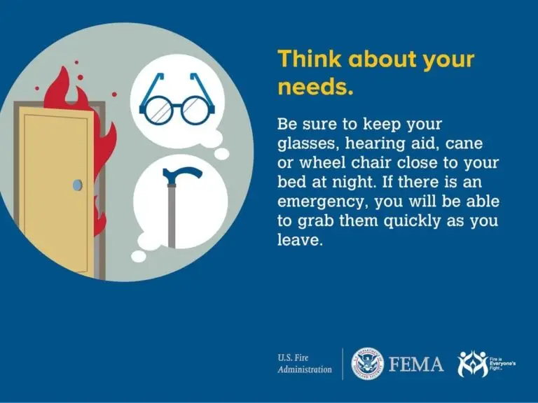 Preparedness tip: keep essentials like glasses and mobility aids close to your bed for quick access in case of an emergency.
